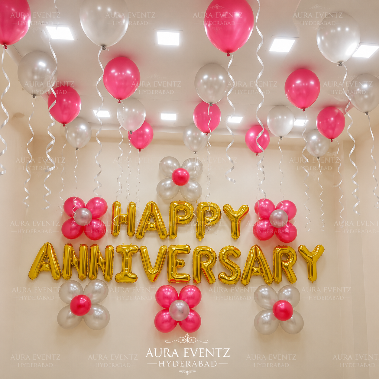 Silver Red Anniversary Surprise Decor