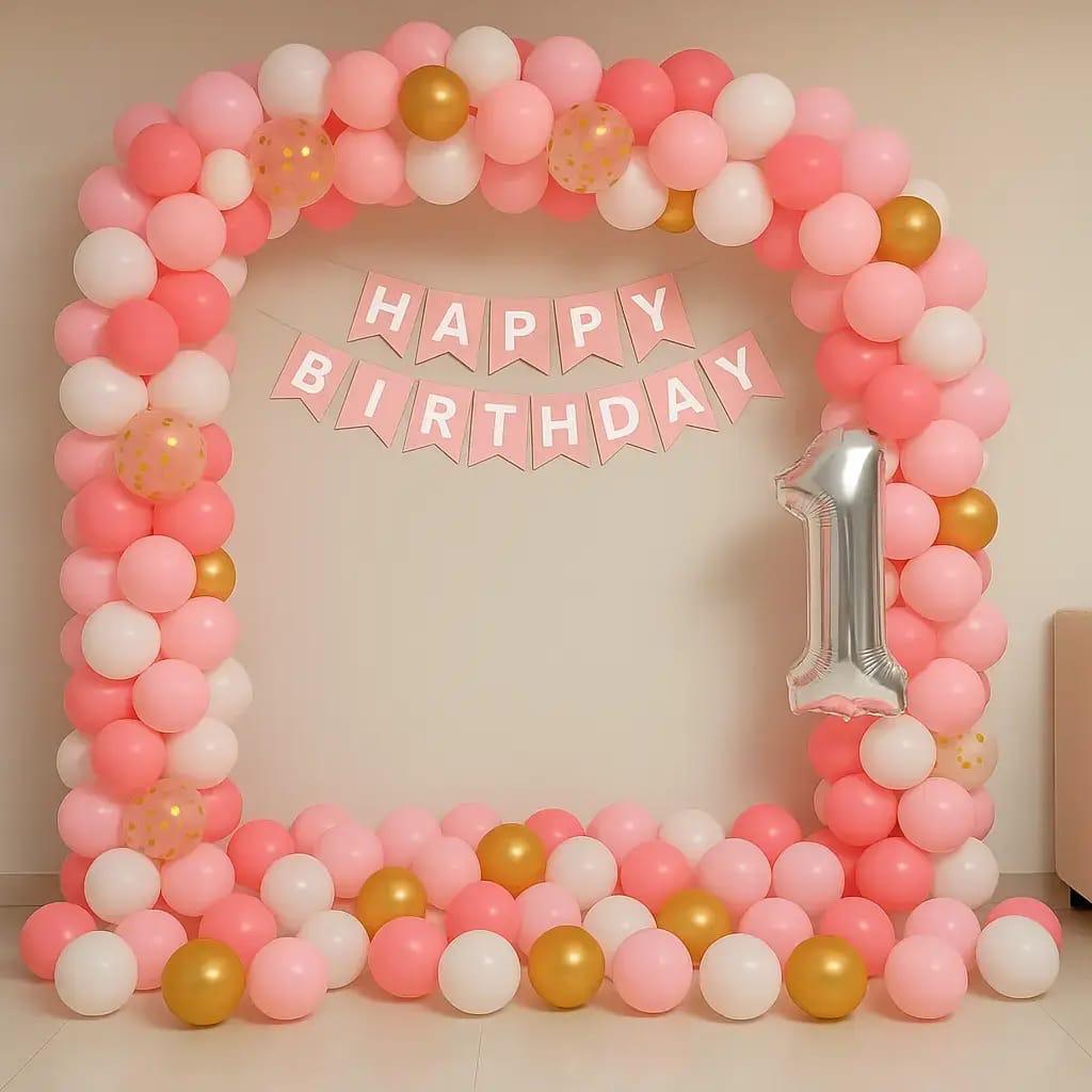 Pink 1st Birthday Decoration