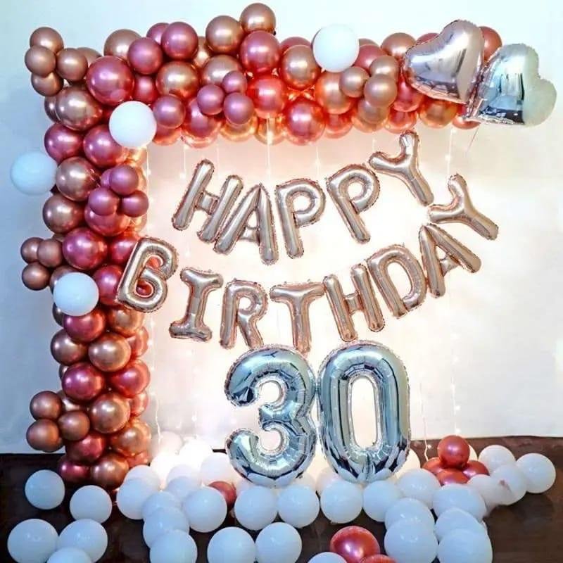 Rose Gold & Silver 30th Birthday Decoration