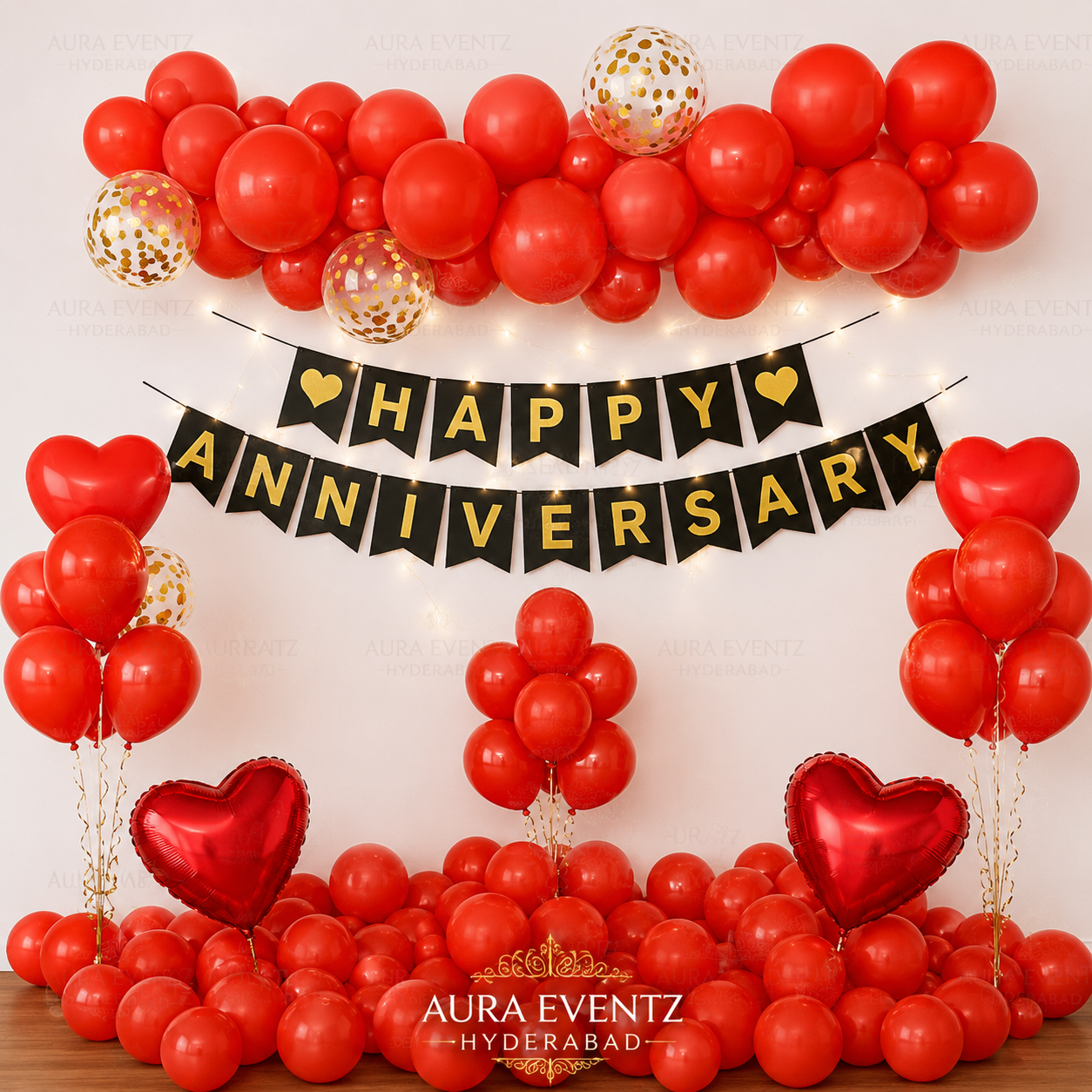Crimson Gold Anniversary Decor
