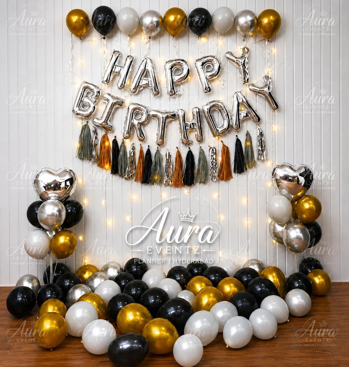 Black, Gold & Silver Birthday Decoration