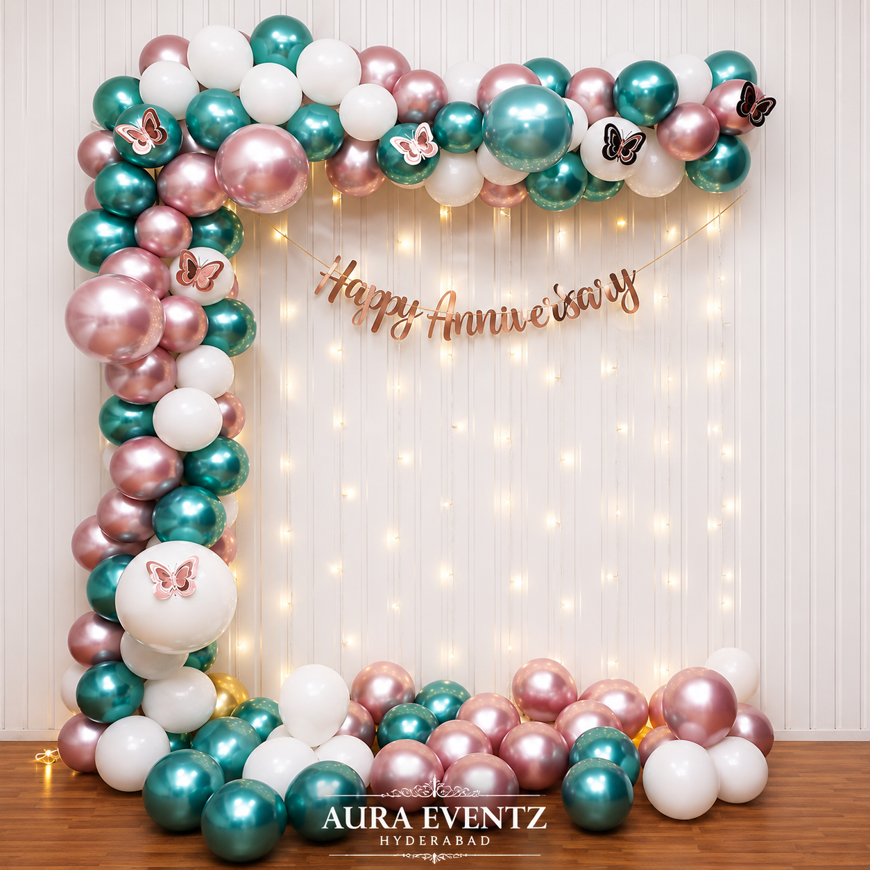 Emerald Blush Anniversary Decor