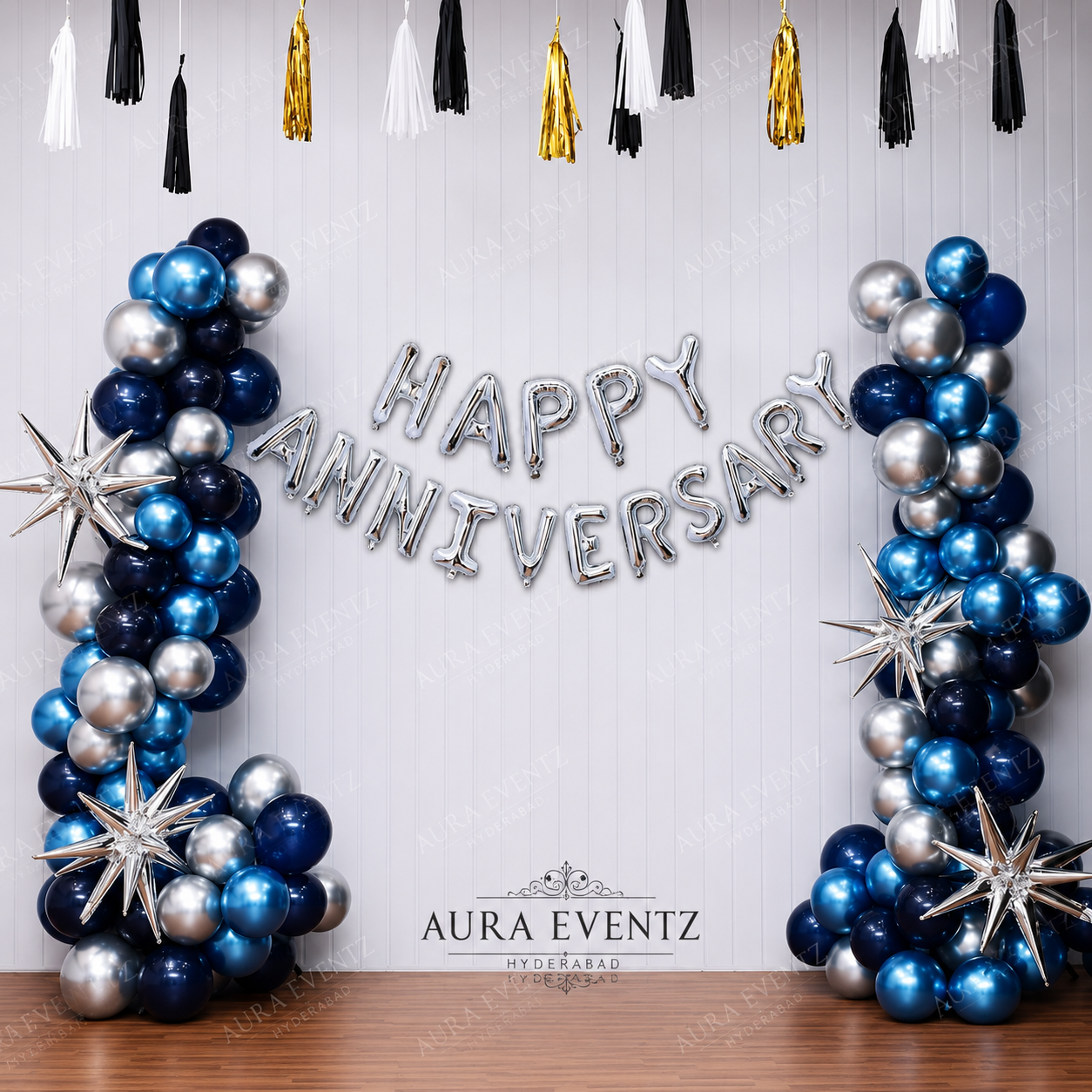 Midnight Blue Anniversary Decor