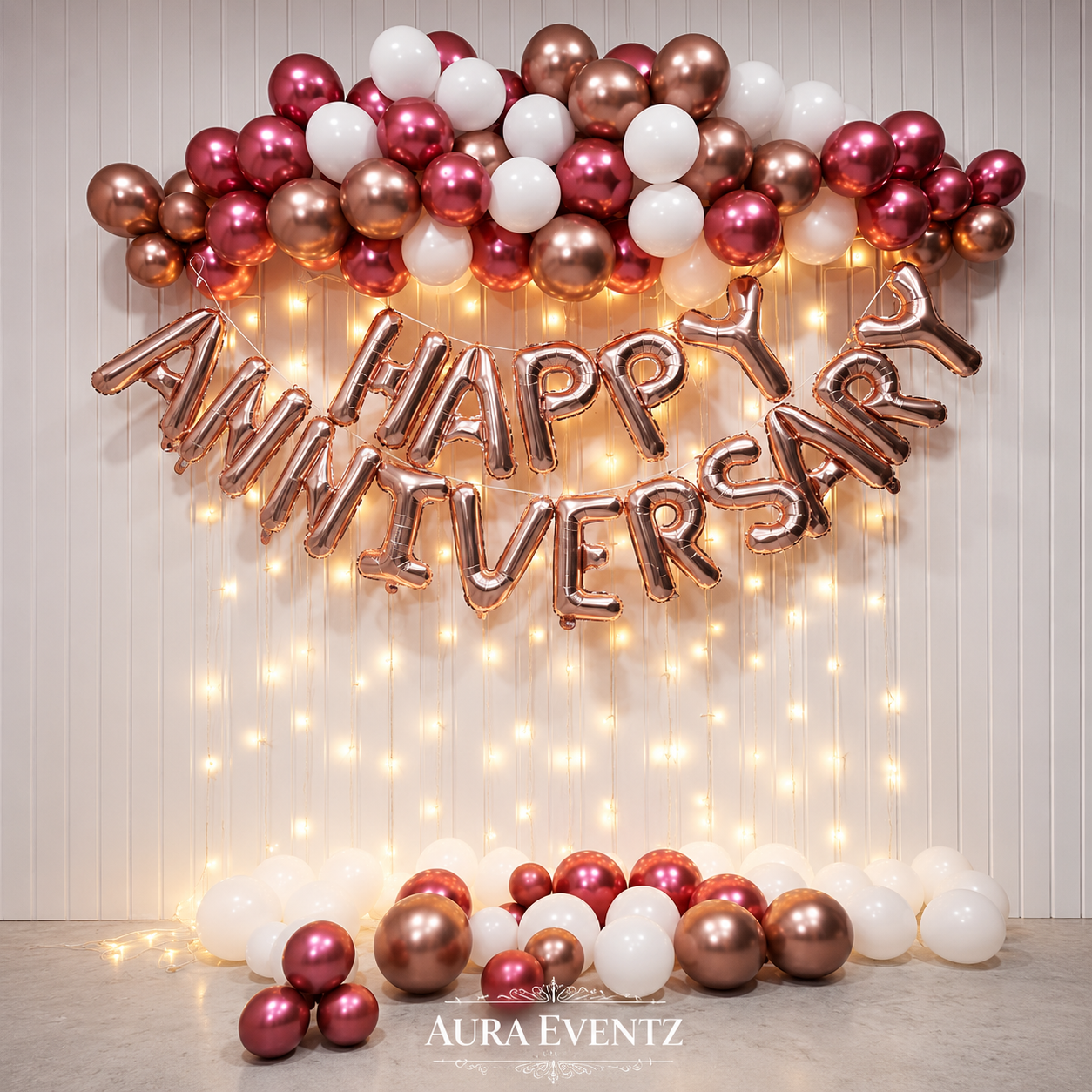 Rose Gold Romance Anniversary Decor