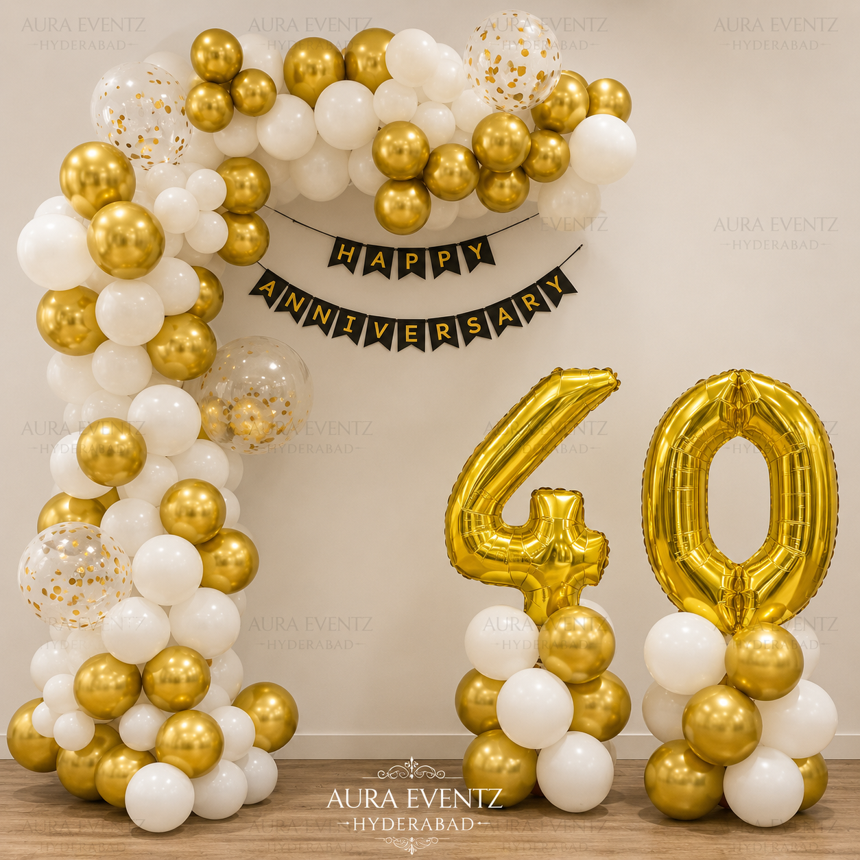 Golden Glow Anniversary Decor