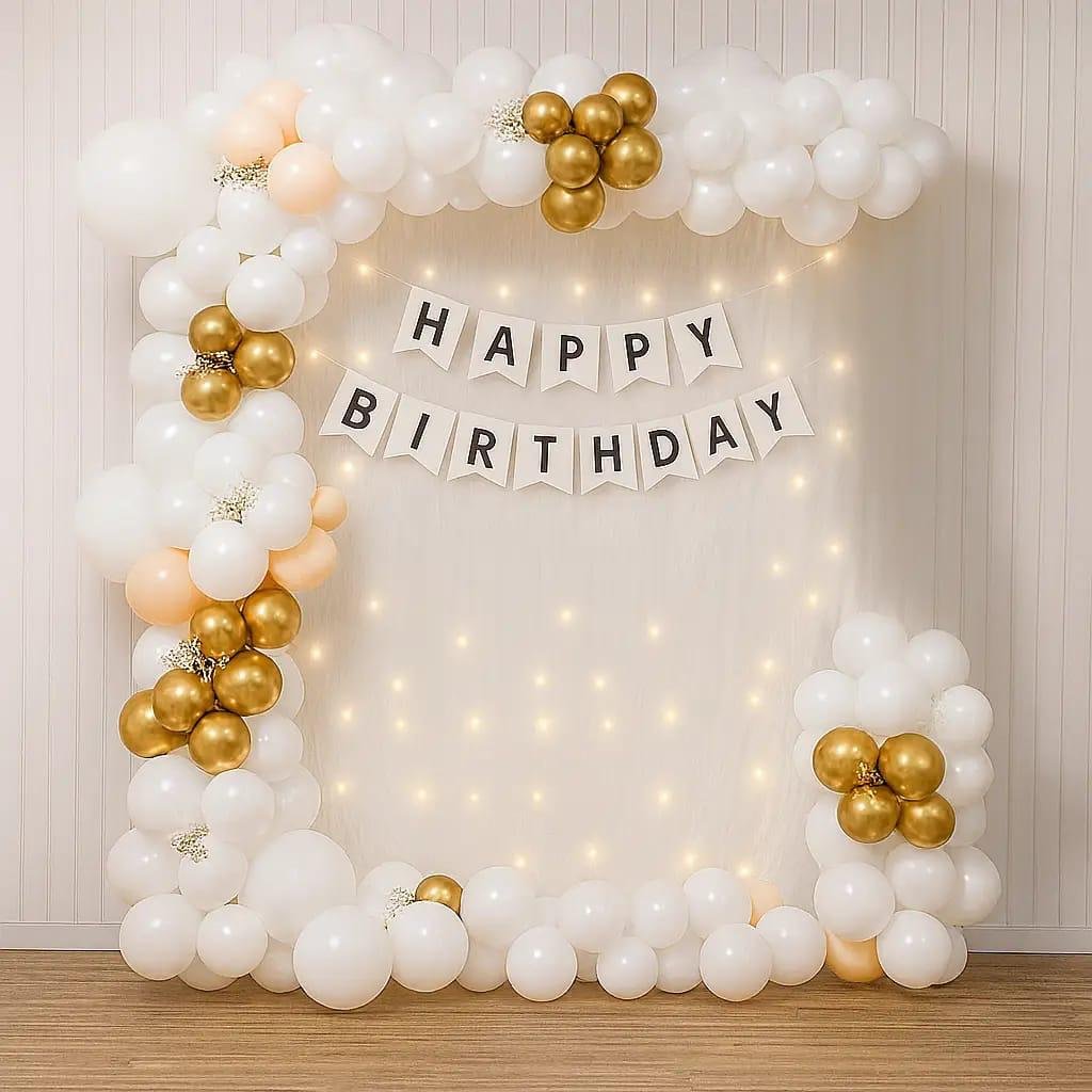 White & Gold Birthday Decoration