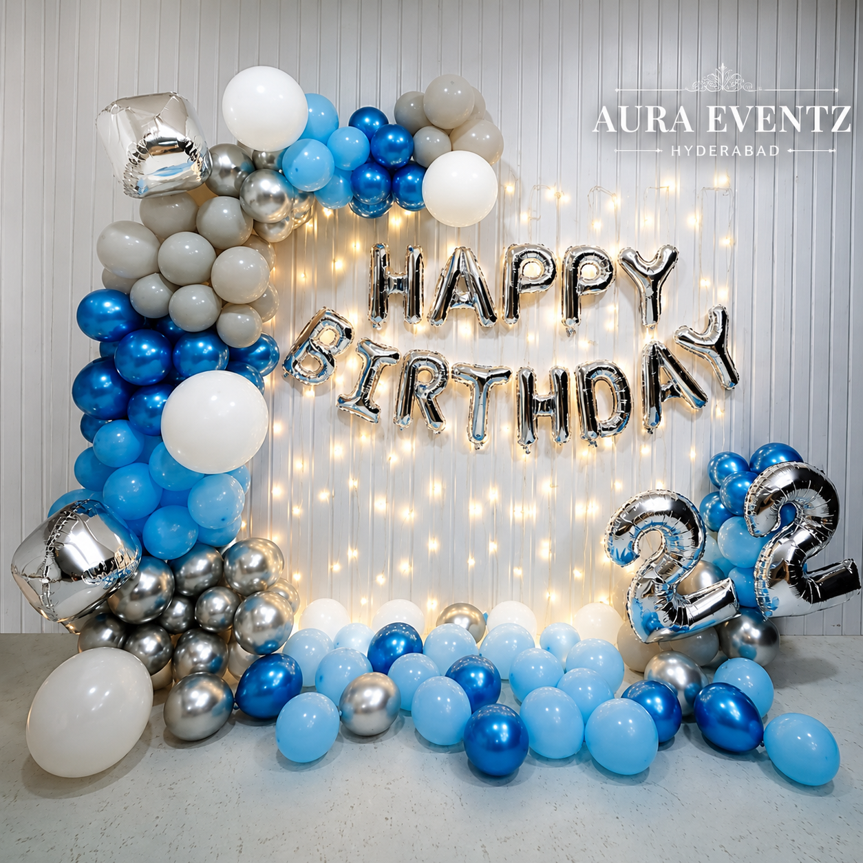 Blue Chrome Birthday Bliss Decor
