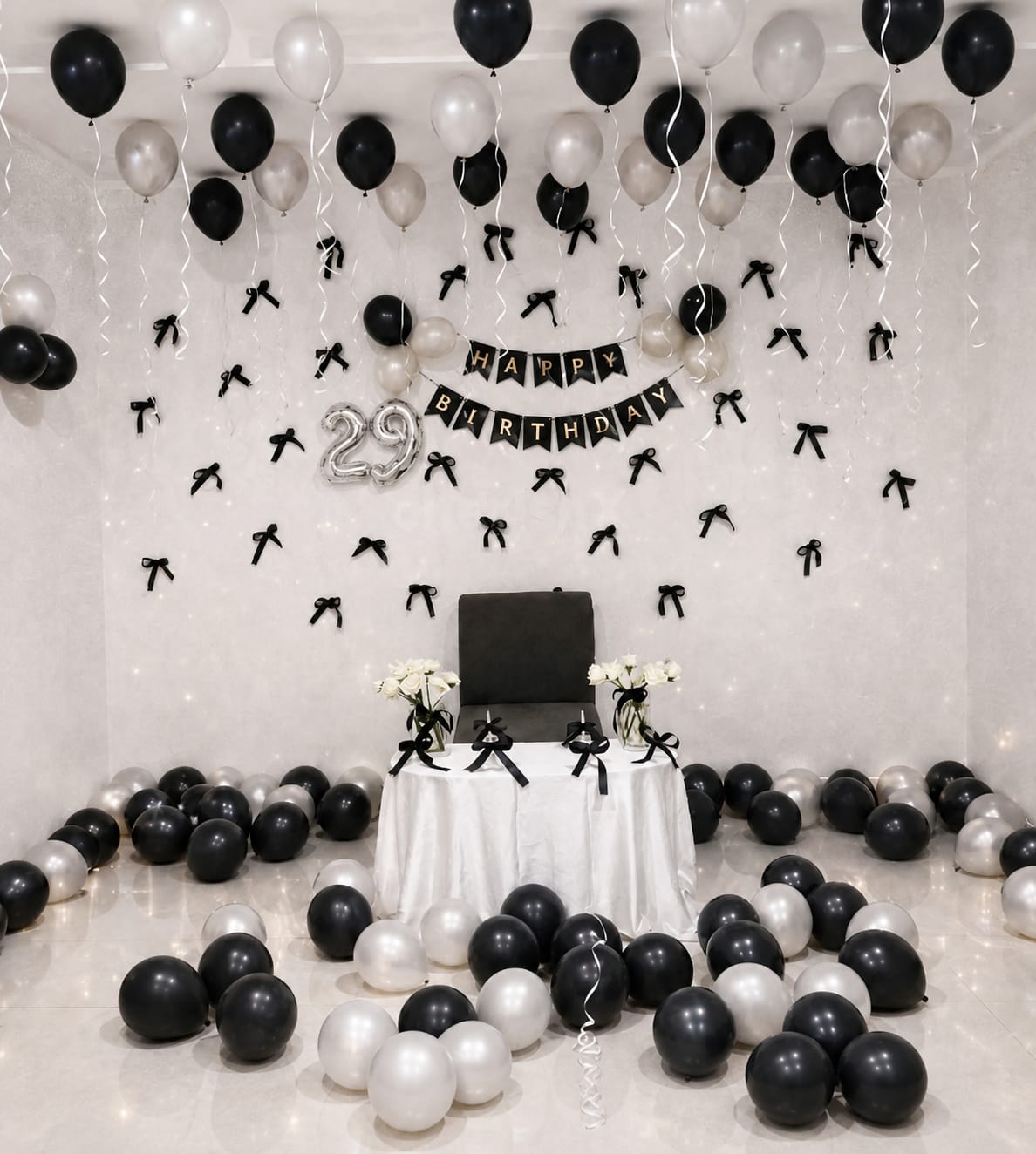 Elegant black & silver birthday decoration