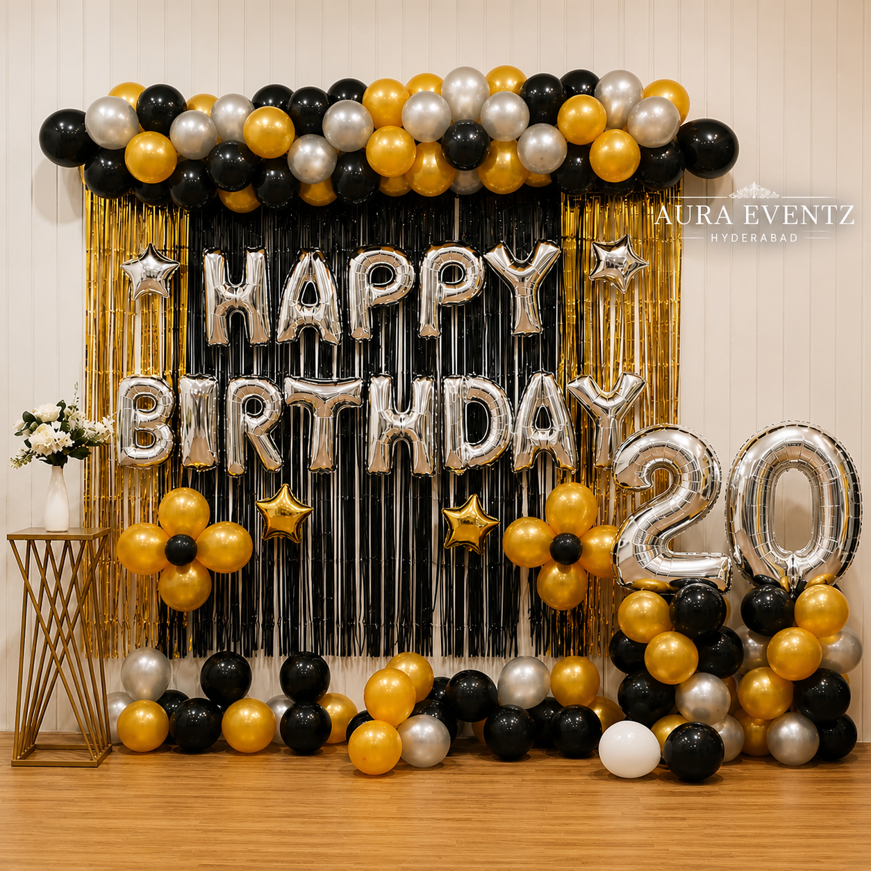 Glitzy Black & Gold Birthday Decor
