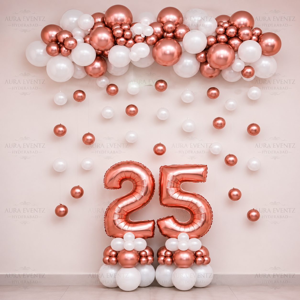 Rose Gold Raindrop Anniversary Decor